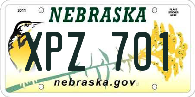 NE license plate XPZ701