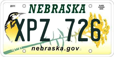 NE license plate XPZ726