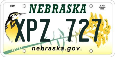 NE license plate XPZ727