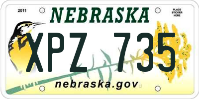 NE license plate XPZ735