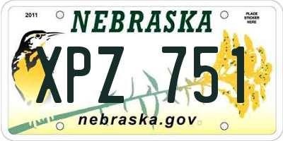 NE license plate XPZ751