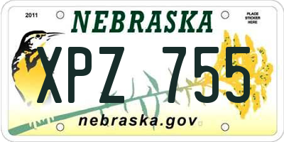 NE license plate XPZ755