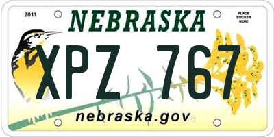 NE license plate XPZ767