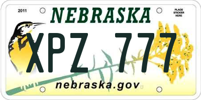 NE license plate XPZ777