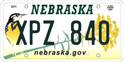NE license plate XPZ840