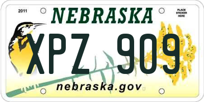 NE license plate XPZ909