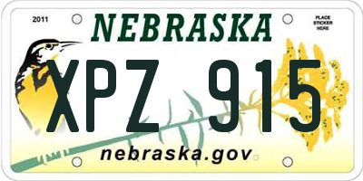 NE license plate XPZ915