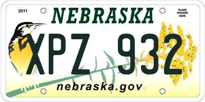 NE license plate XPZ932