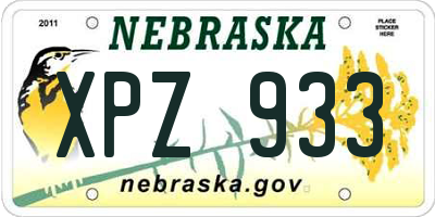 NE license plate XPZ933