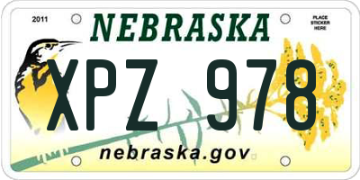 NE license plate XPZ978