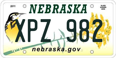 NE license plate XPZ982