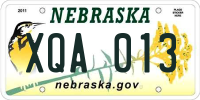 NE license plate XQA013