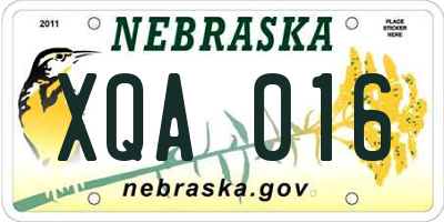 NE license plate XQA016