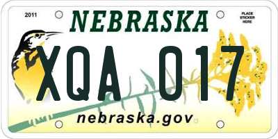NE license plate XQA017