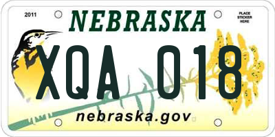 NE license plate XQA018