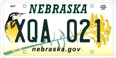 NE license plate XQA021