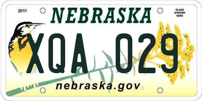 NE license plate XQA029
