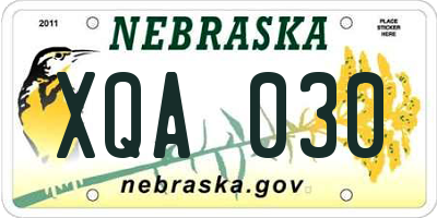 NE license plate XQA030