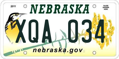 NE license plate XQA034