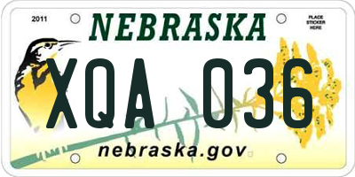 NE license plate XQA036