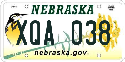 NE license plate XQA038