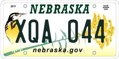 NE license plate XQA044