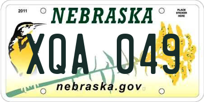 NE license plate XQA049