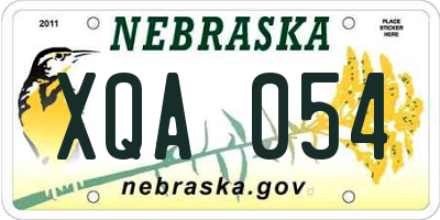 NE license plate XQA054