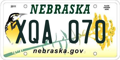 NE license plate XQA070