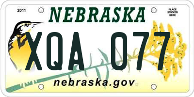 NE license plate XQA077