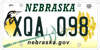 NE license plate XQA098