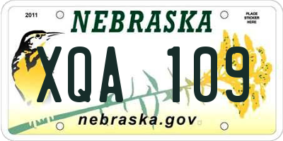 NE license plate XQA109