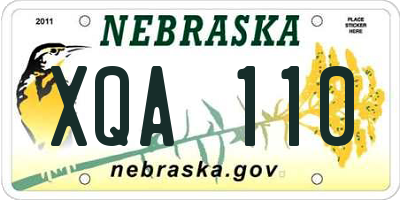 NE license plate XQA110