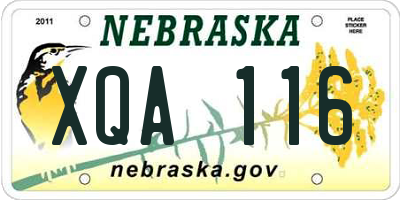 NE license plate XQA116