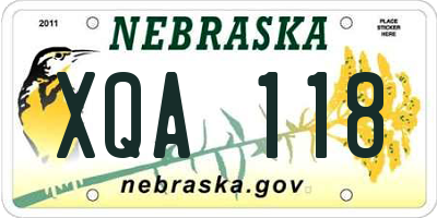 NE license plate XQA118