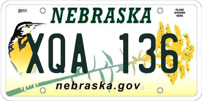 NE license plate XQA136
