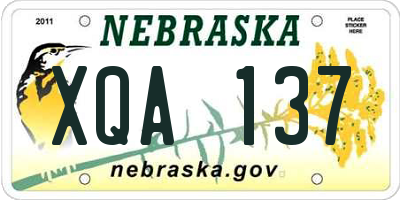 NE license plate XQA137