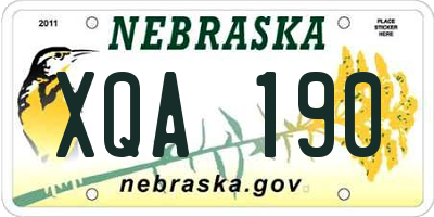 NE license plate XQA190