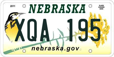 NE license plate XQA195