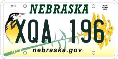 NE license plate XQA196
