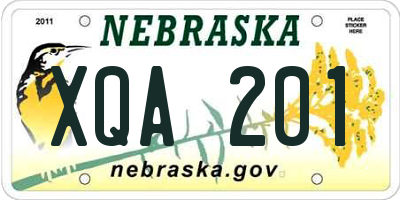 NE license plate XQA201