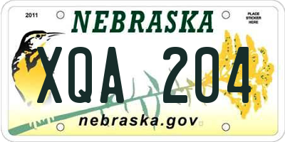 NE license plate XQA204