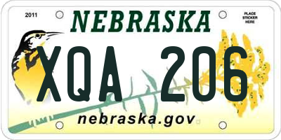 NE license plate XQA206