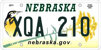 NE license plate XQA210