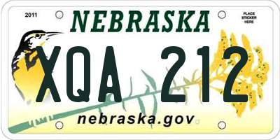 NE license plate XQA212