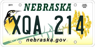 NE license plate XQA214