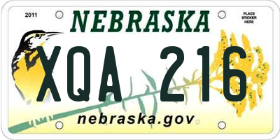 NE license plate XQA216