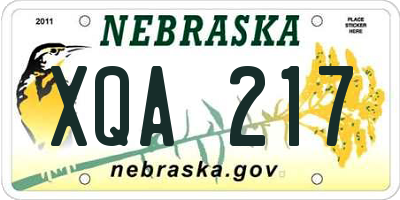 NE license plate XQA217