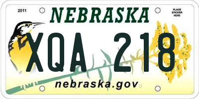 NE license plate XQA218