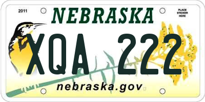 NE license plate XQA222